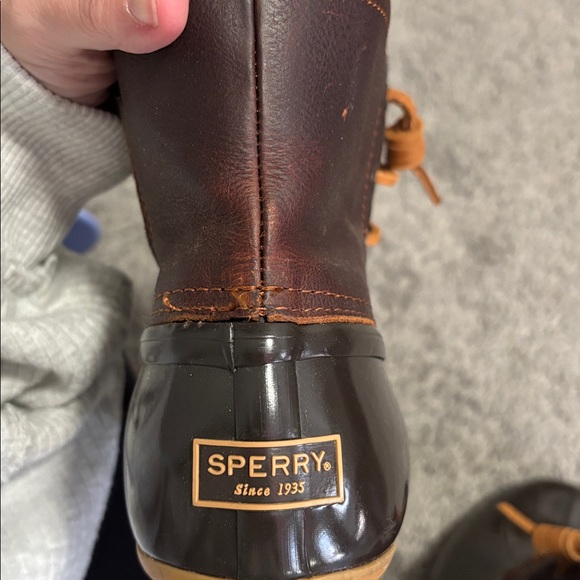 Sperry Dark Brown Duck Boots with Tan Laces - Picture 4 of 5